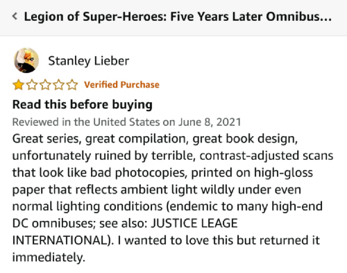 Stanley Lieber's amazon.com review of the LEGION OF SUPER-HEROES: FIVE YEARS LATER OMNIBUS